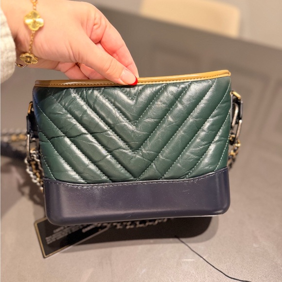 Chanel Green and Tan Quilted Small Gabriel Bag - Picture 7 of 13